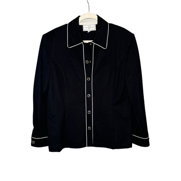 St. John Sport Vintage Snap Front Shirt Jacket Black - Picture 1 of 9